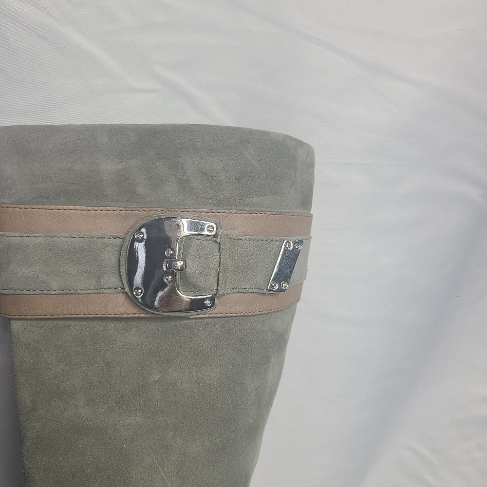 Cole Haan Nike Air Suede Tall Boots Size 9 Sage Gray Spring Heeled - Picture 2 of 14